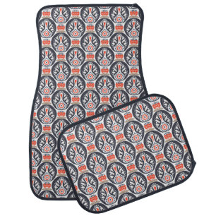 Floral Turkey Folk Art Pattern Car Floor Mat