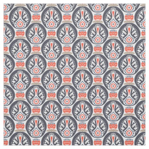 Floral Turkey Folk Art Pattern Fabric