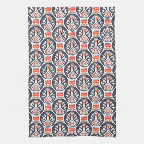 Floral Turkey Folk Art Pattern Kitchen Towel