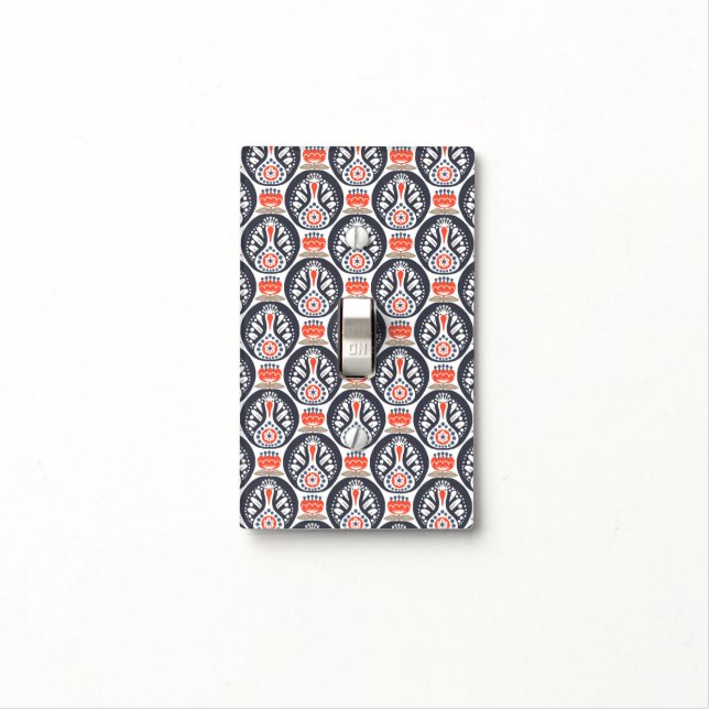 Floral Turkey Folk Art Pattern Light Switch Cover (In Situ)