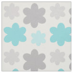 Floral Turquoise Blue Gray Fabric