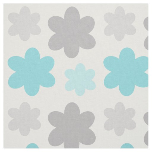 Floral Turquoise Blue Gray Fabric