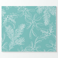Turquoise Folk Art Floral Cozy & Rustic Christmas Wrapping Paper | Zazzle