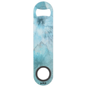 *~* Floral Turquoise Glitter Celestial Watercolor Bar Key