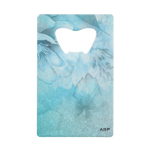  Floral Turquoise Glitter Watercolor Celestial Credit Card Bottle Opener