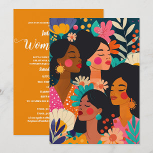 Floral Turquoise International Women's Day Invitation