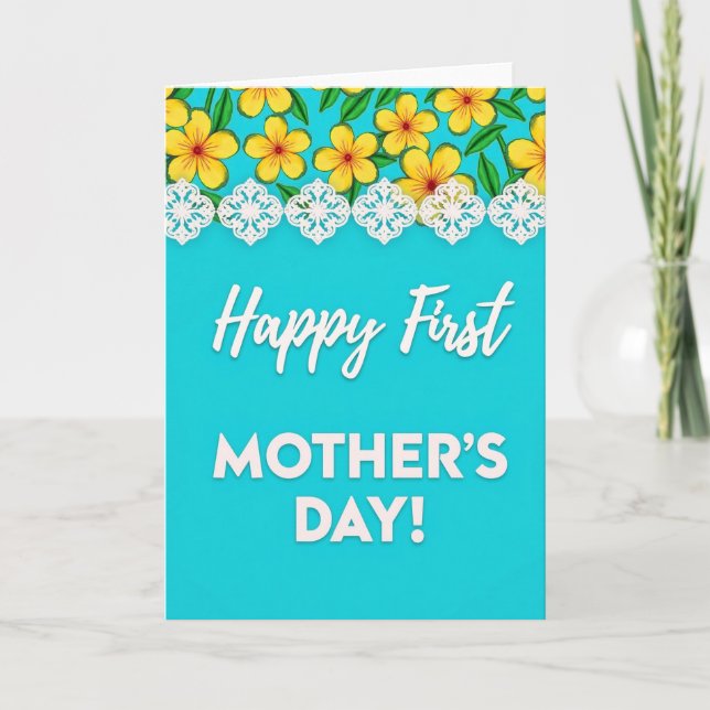 Floral Turquoise Mothers Day Card (Front)