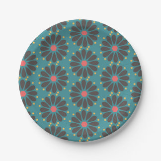 Floral - turquoise paper plates