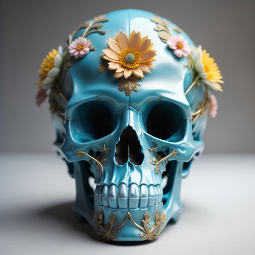 Floral turquoise skull Steampunk tissue paper