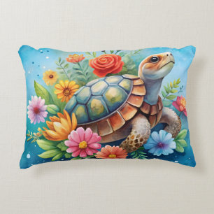 Floral Turtle Accent Pillow