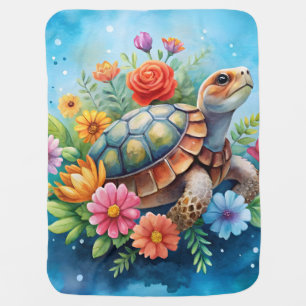Floral Turtle Baby Blanket