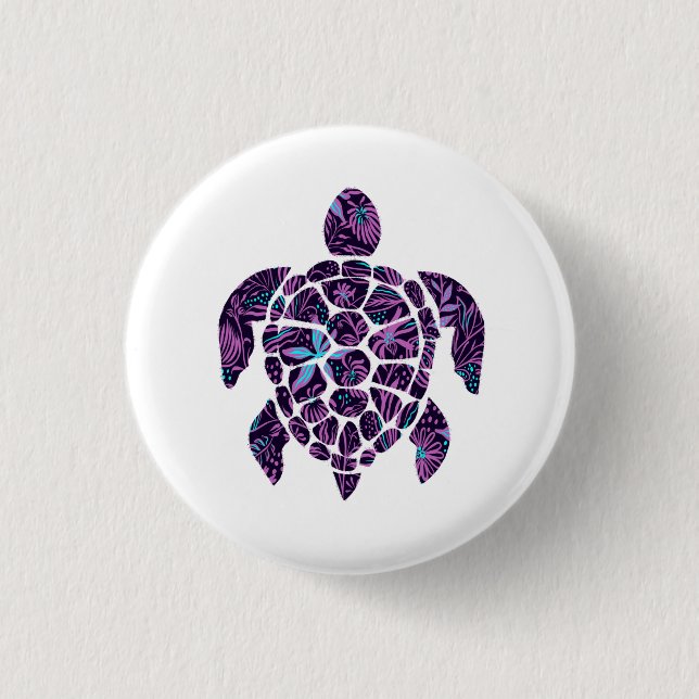 Floral Turtle  Button (Front)