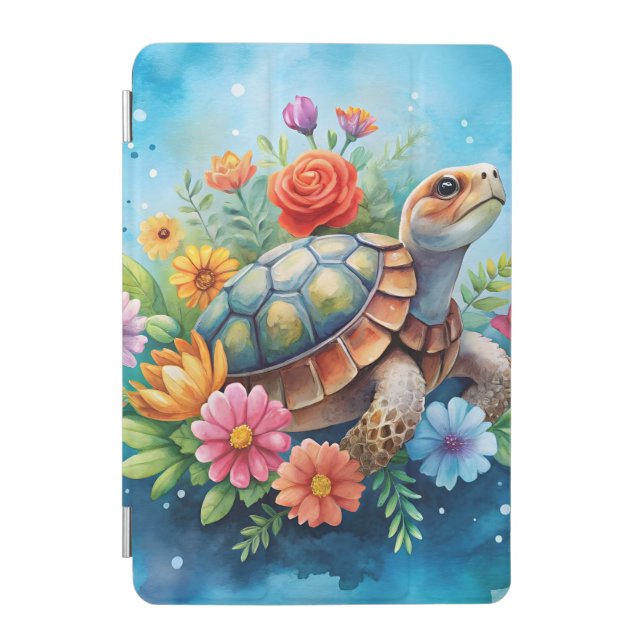 Floral Turtle iPad Mini Cover (Front)