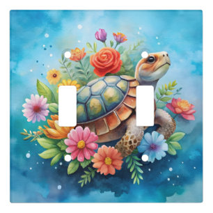 Floral Turtle Light Switch Cover