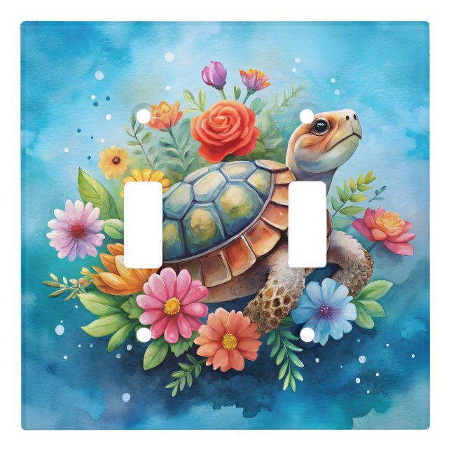 Floral Turtle Light Switch Cover (Front)