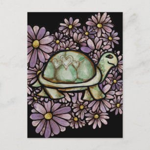 Floral Turtle Love cute Turtles Heart shell Postcard