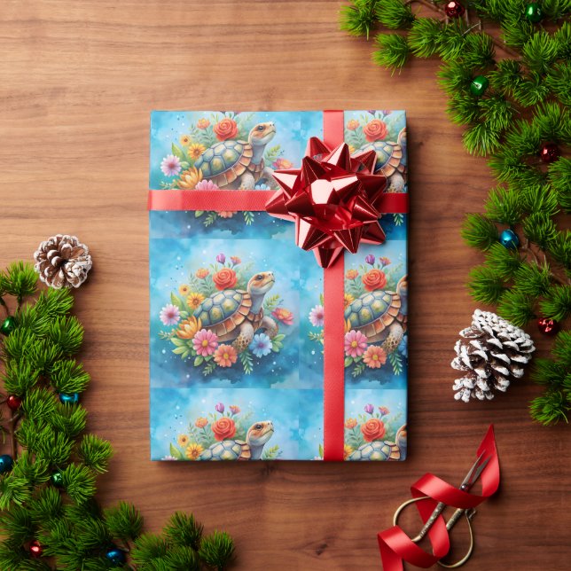 Floral Turtle Wrapping Paper (Holiday Gift)