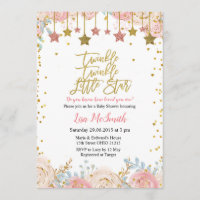 Floral Twinkle Twinkle Little Star Baby Shower Invitation