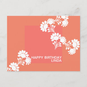 Floral Two Color Block Orange llustration Postcard