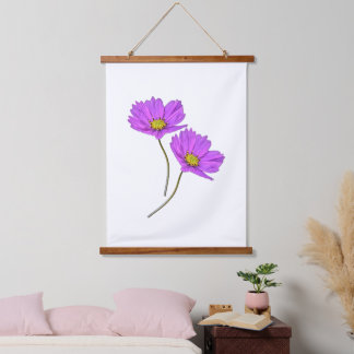 Floral Two Purple Cosmos Hanging Tapestry