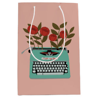 Floral Typewriter Medium Gift Bag