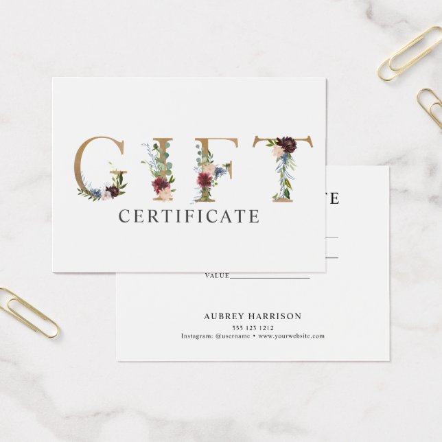 Floral Typography Gift Certificate (Office)