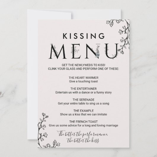 Floral Typography Kissing Menu (Front)