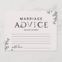 Floral Typography Marriage Advice Cards