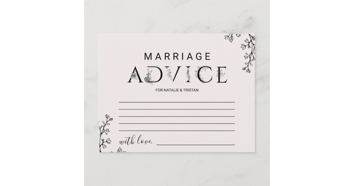 Floral Typography Marriage Advice Cards Zazzle Com