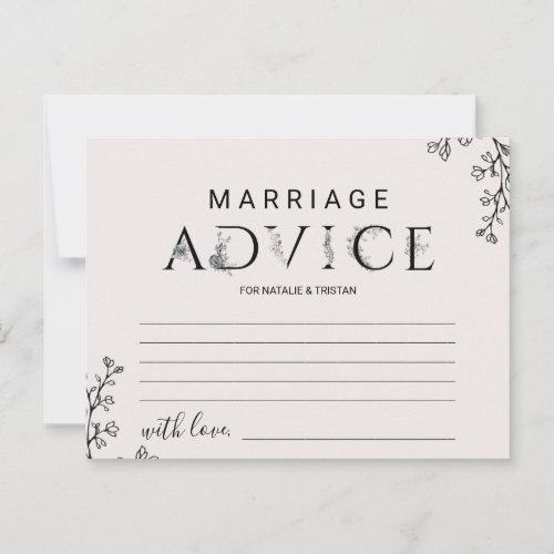 Floral Typography Marriage Advice Cards