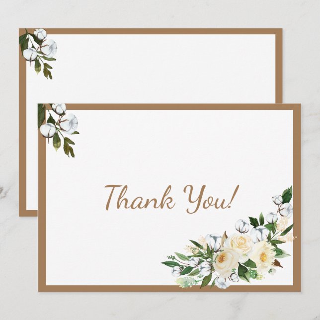 Floral Typography Modern Thank You Card (Front/Back)