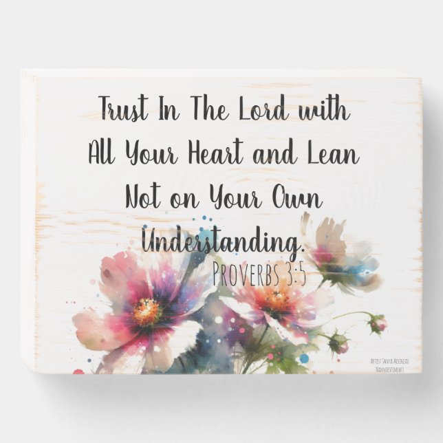 Floral typography pink wooden box sign (Front Horizontal)