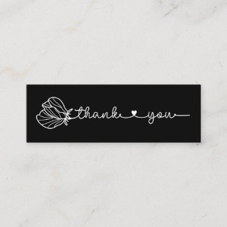 Floral Typography Simple Minimal Thank You Etsy Mi Mini Business Card