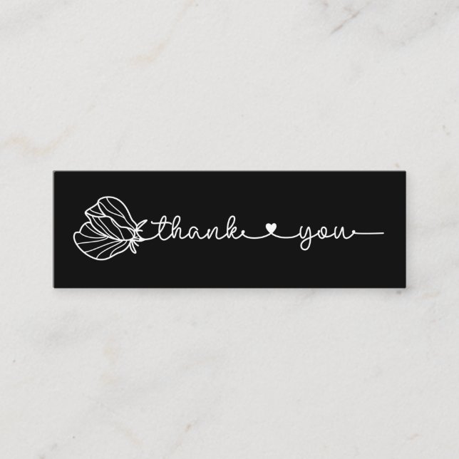 Floral Typography Simple Minimal Thank You Etsy Mi Mini Business Card (Front)