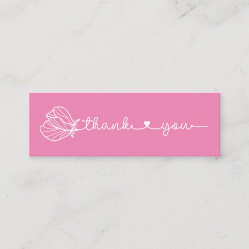 Floral Typography Simple Pink Minimal Thank You Mini Business Card