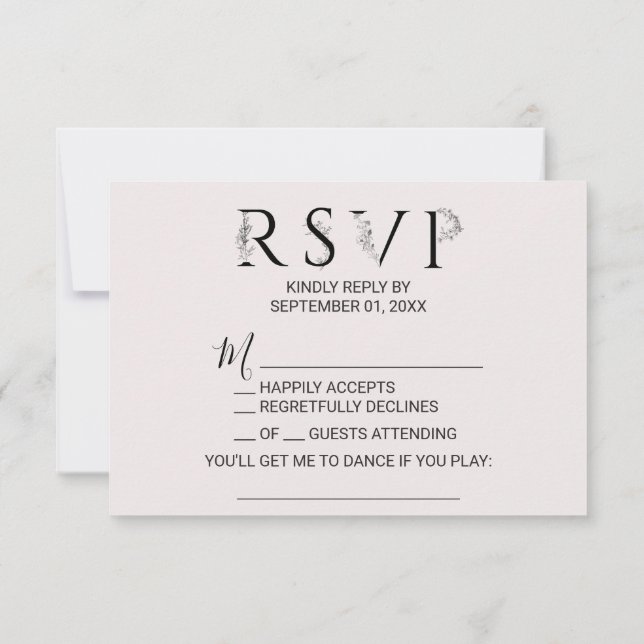 Floral Typography Song Request RSVP Card (Back)