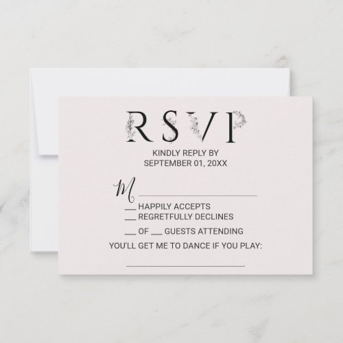 Floral Typography Song Request RSVP Card