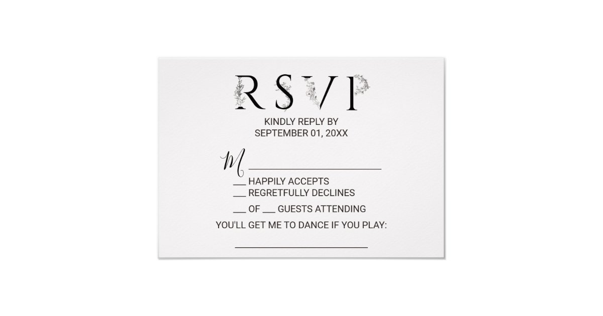 Floral Typography Song Request RSVP Card | Zazzle.com