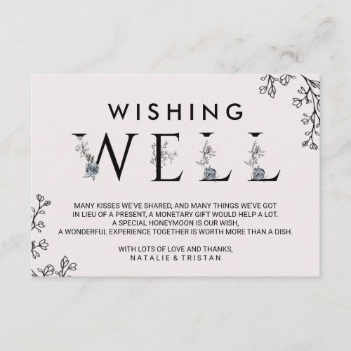 Floral Typography Wedding Wishing Well Enclosure Card