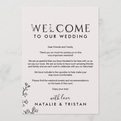 Floral Typography Welcome Letter  Itinerary Program