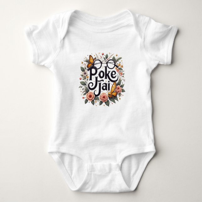 Floral Typography with Quirky Charm Baby Bodysuit (Front)