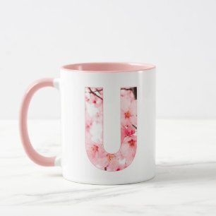 Floral U Initial Mug   Personalized Name & Traits