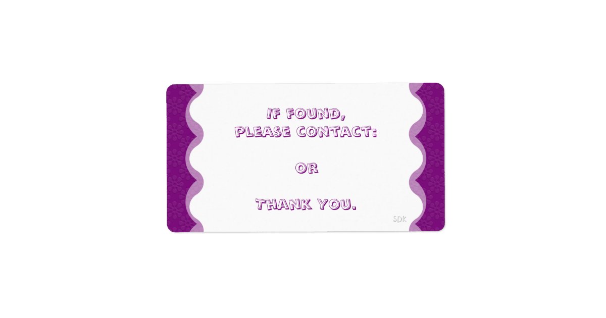 Floral U Pick Color/Lost & Found Personal Item Label | Zazzle ...