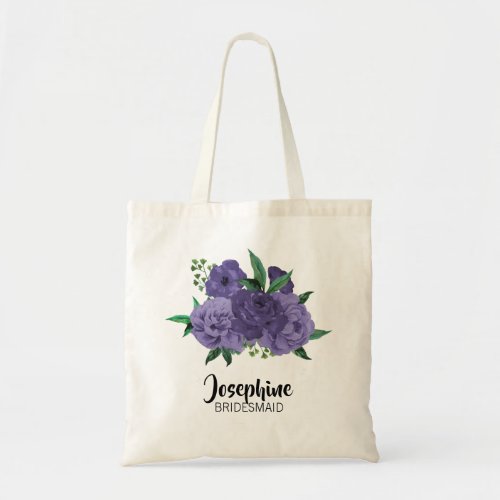 Floral Ultra Violet Purple Bridesmaid Tote Bag