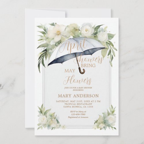 Floral Umbrella April Showers Bring May Flowers Invitation