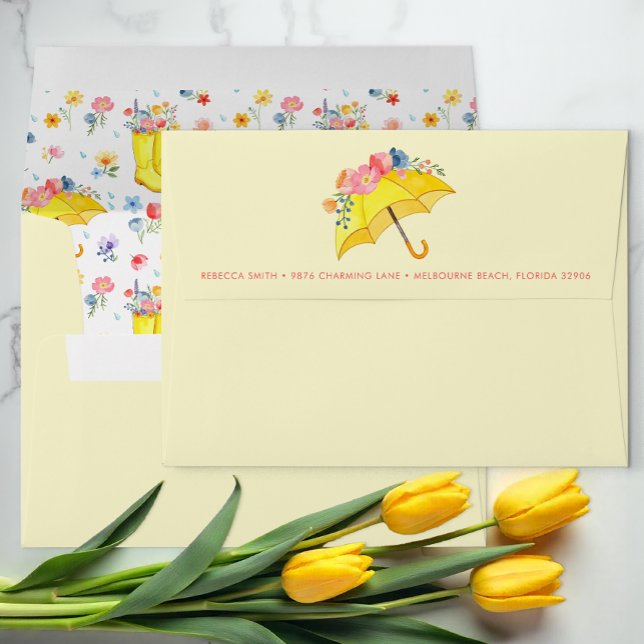Floral Umbrella Baby Shower Envelope – April Showe (April Showers Baby Shower Envelope )