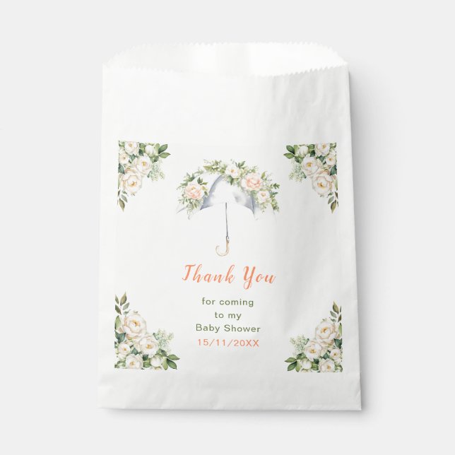 Floral Umbrella Baby Shower Favor Bag (Front)