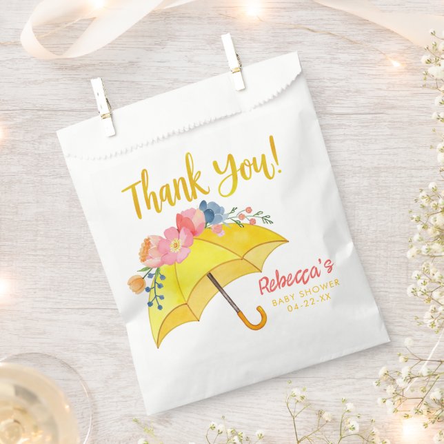 Floral Umbrella Baby Shower Favor Bag – April Show (Clipped)