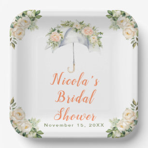 Floral Umbrella Bridal Shower Paper Plates