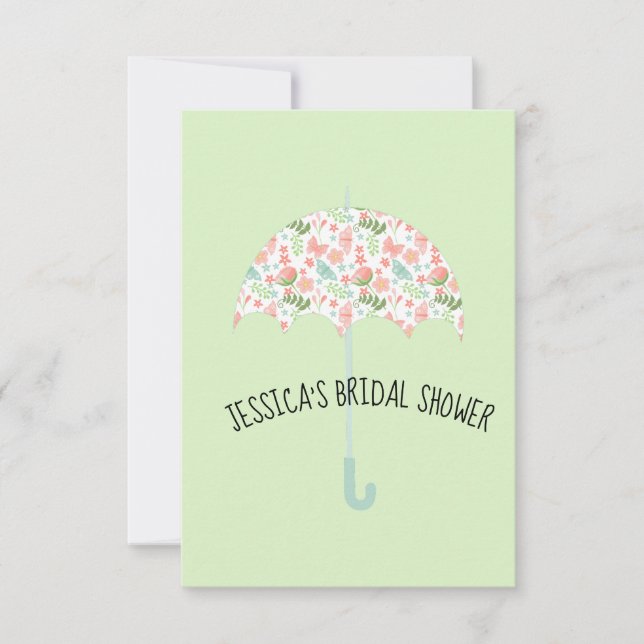 Floral Umbrella Shower Invitation (Front)